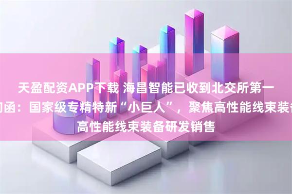 天盈配资APP下载 海昌智能已收到北交所第一轮审核问询函：国家级专精特新“小巨人”，聚焦高性能线束装备研发销售